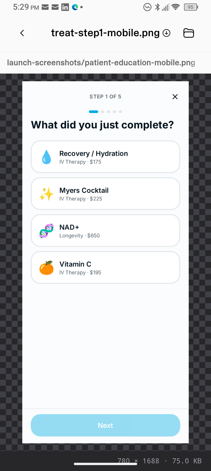 Treatment workflow step